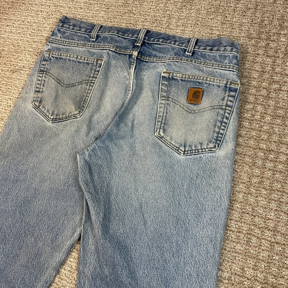 Carhartt B17 DST Relaxed Fit Denim Jeans Mens 38x30 Light Wash Blue Workwear